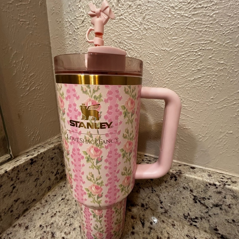 Stanley Pink and Green Floral Tumbler